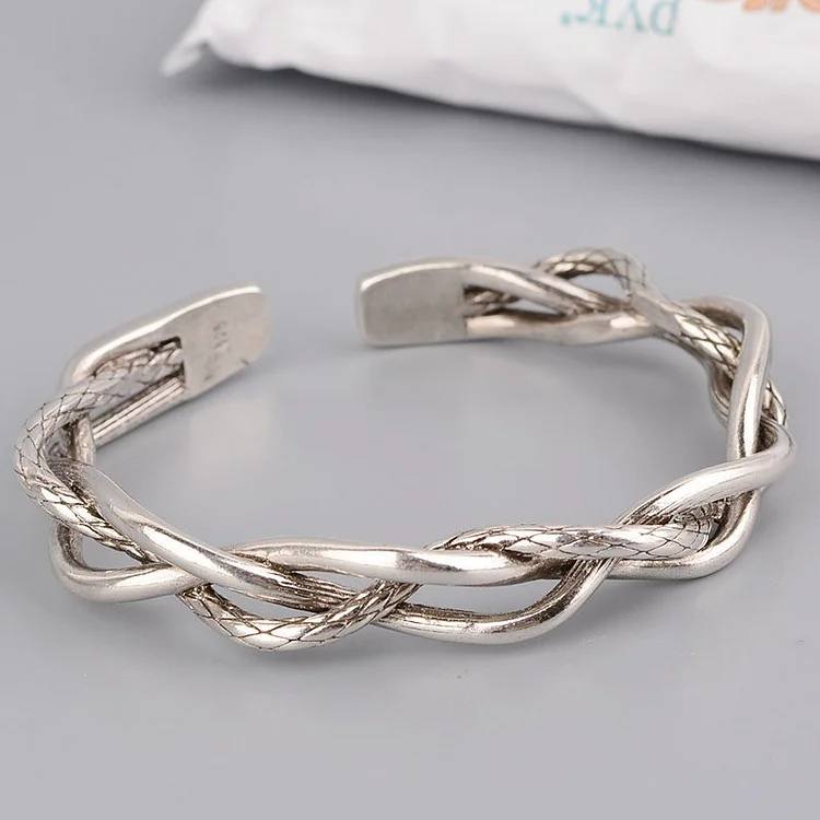 Vintage Irregular Twist Silver Bracelet