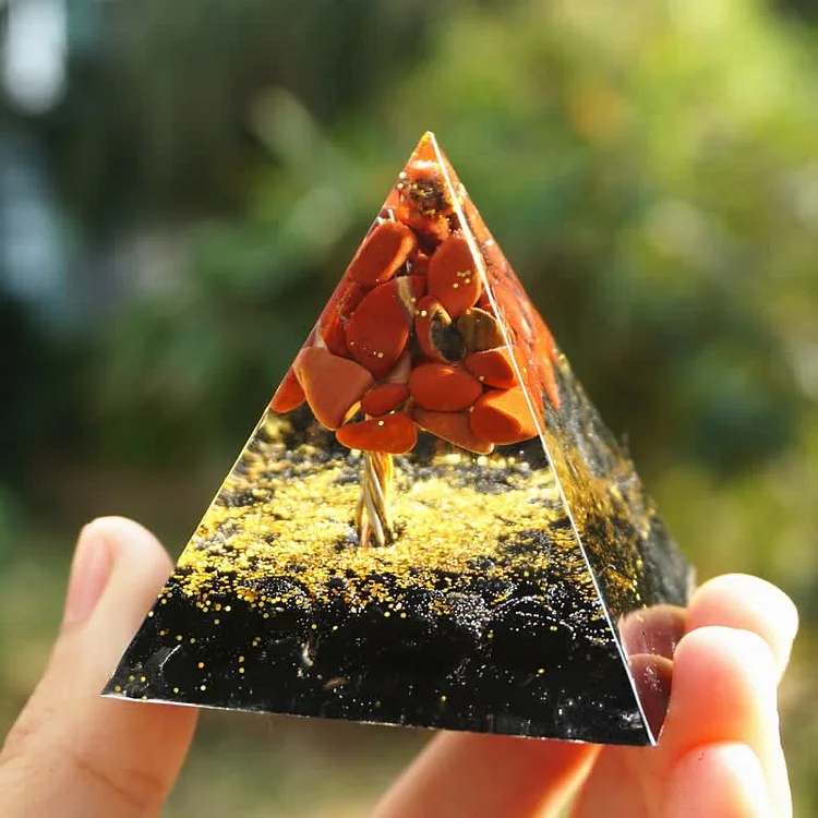 Red Jasper Black Tourmaline Tree Of Life Orgone Pyramid