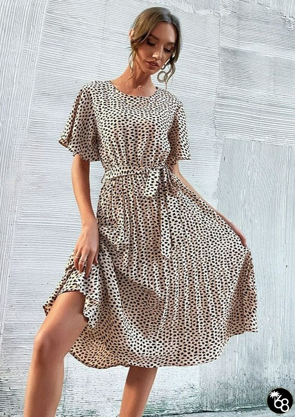 Cheetah Print Pleated Dress | 168DEAL