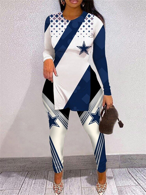 Dallas Cowboys Limited Edition High Slit Shirts And Leggings Two-Piece Suits