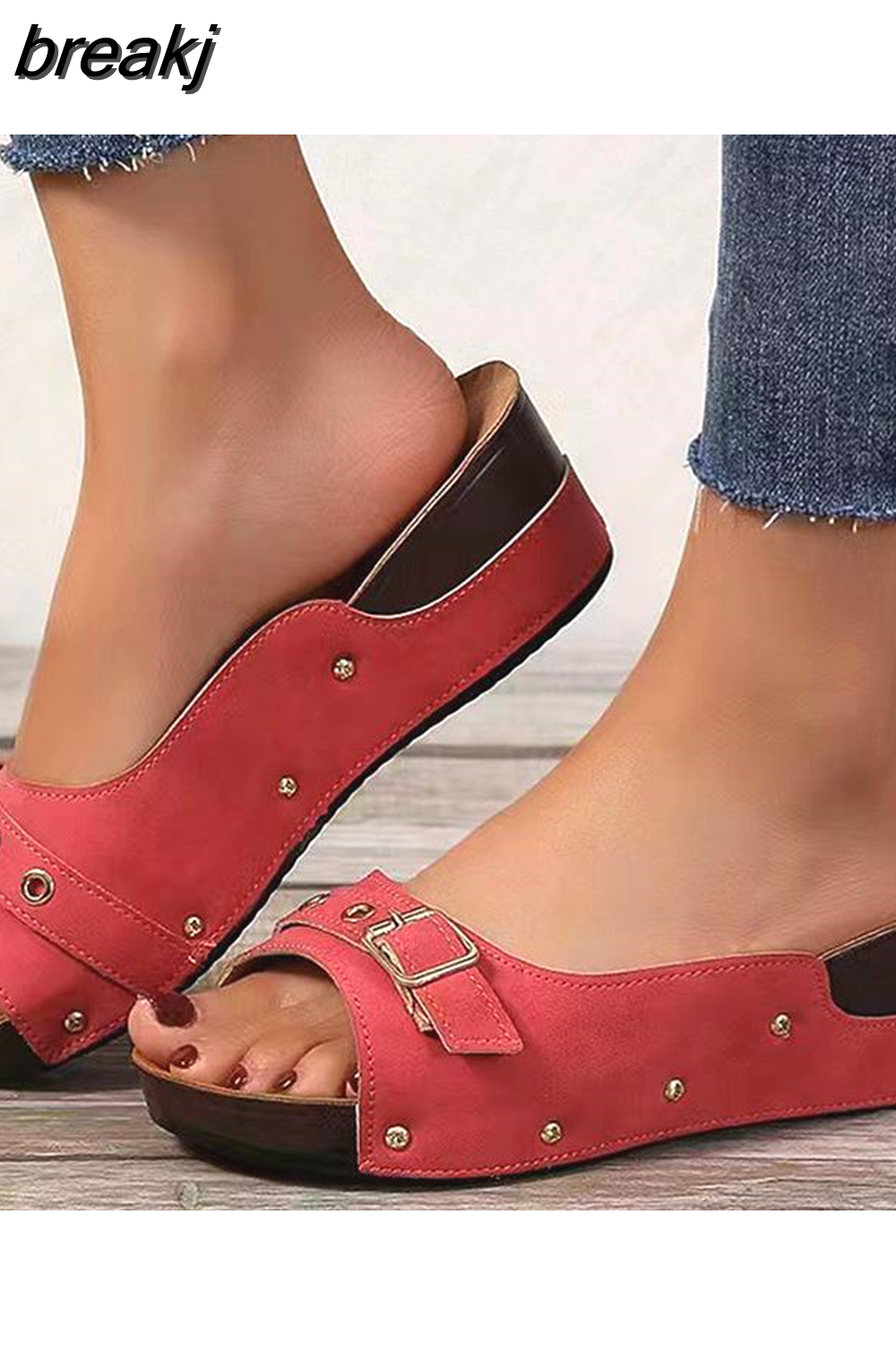 breakj Women Sandals 2023 Fashion Heels Shoes For Women Summer Sandals Slip On Wedges Zapatos Mujer Outdoor Slippers Platform Sandals