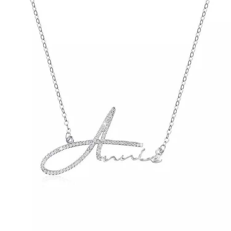 Mother's Day Gift Signature Style Name Necklace With Diamond
