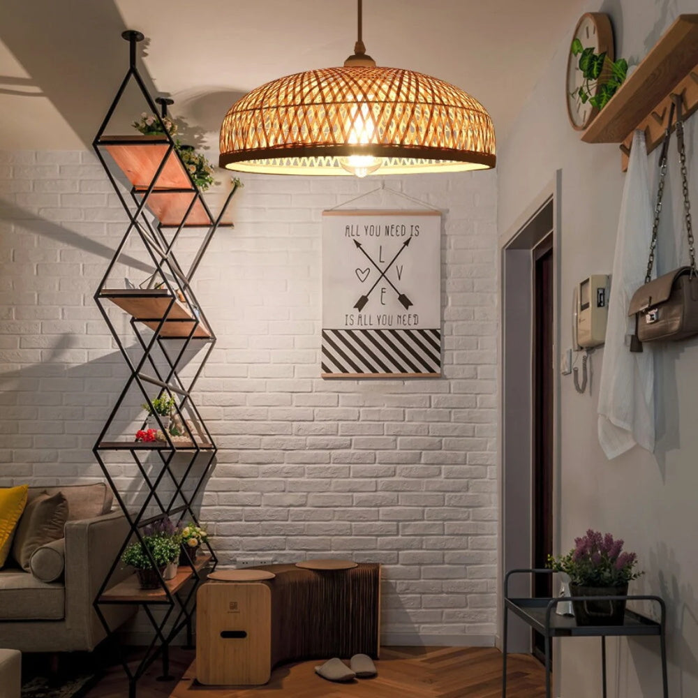 Bamboo Strip Bowl Cage Pendant lights