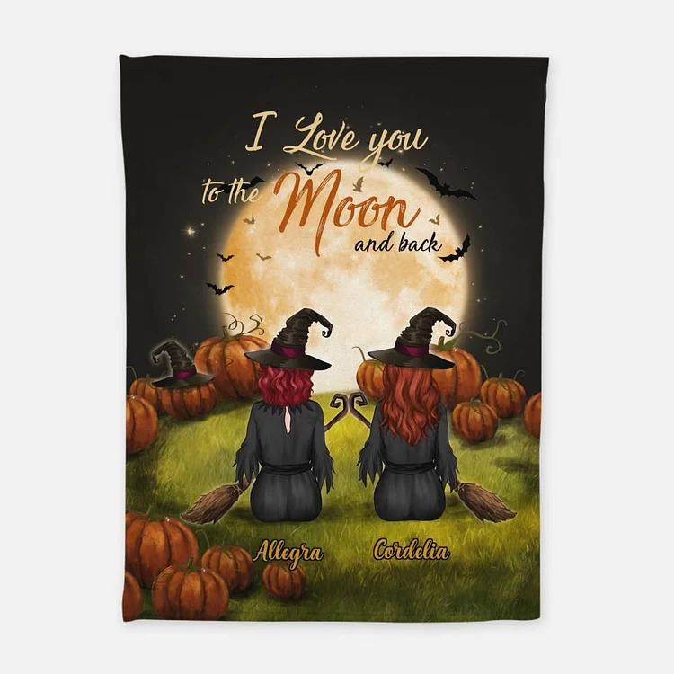 Personalized Name Halloween Fleece Blanket "I Love You to The Moon and Back"