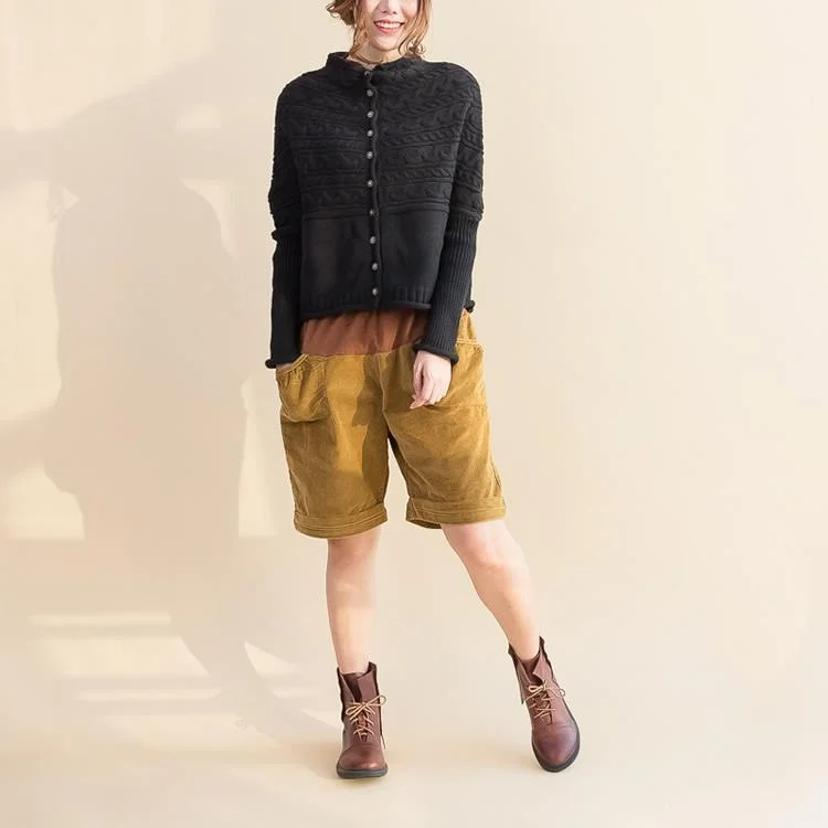 2021 fall black cable woolen knit sweater loose fit casual sweaters