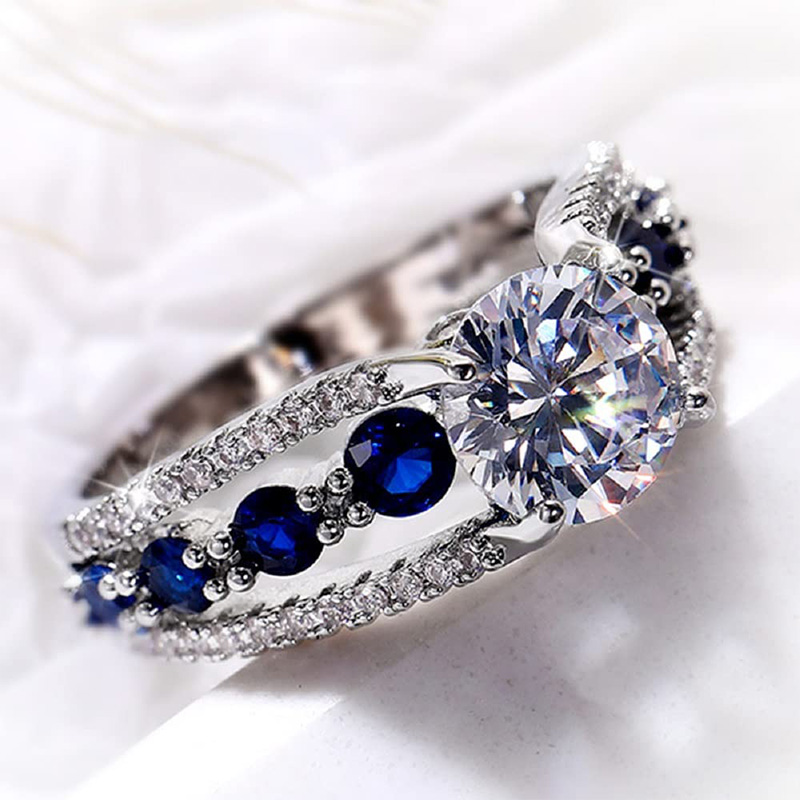 sandraalexandra ガラスのリング　2点set 2ct Rainbow Sapphire & Natural Zircon Cluster Band Ring in