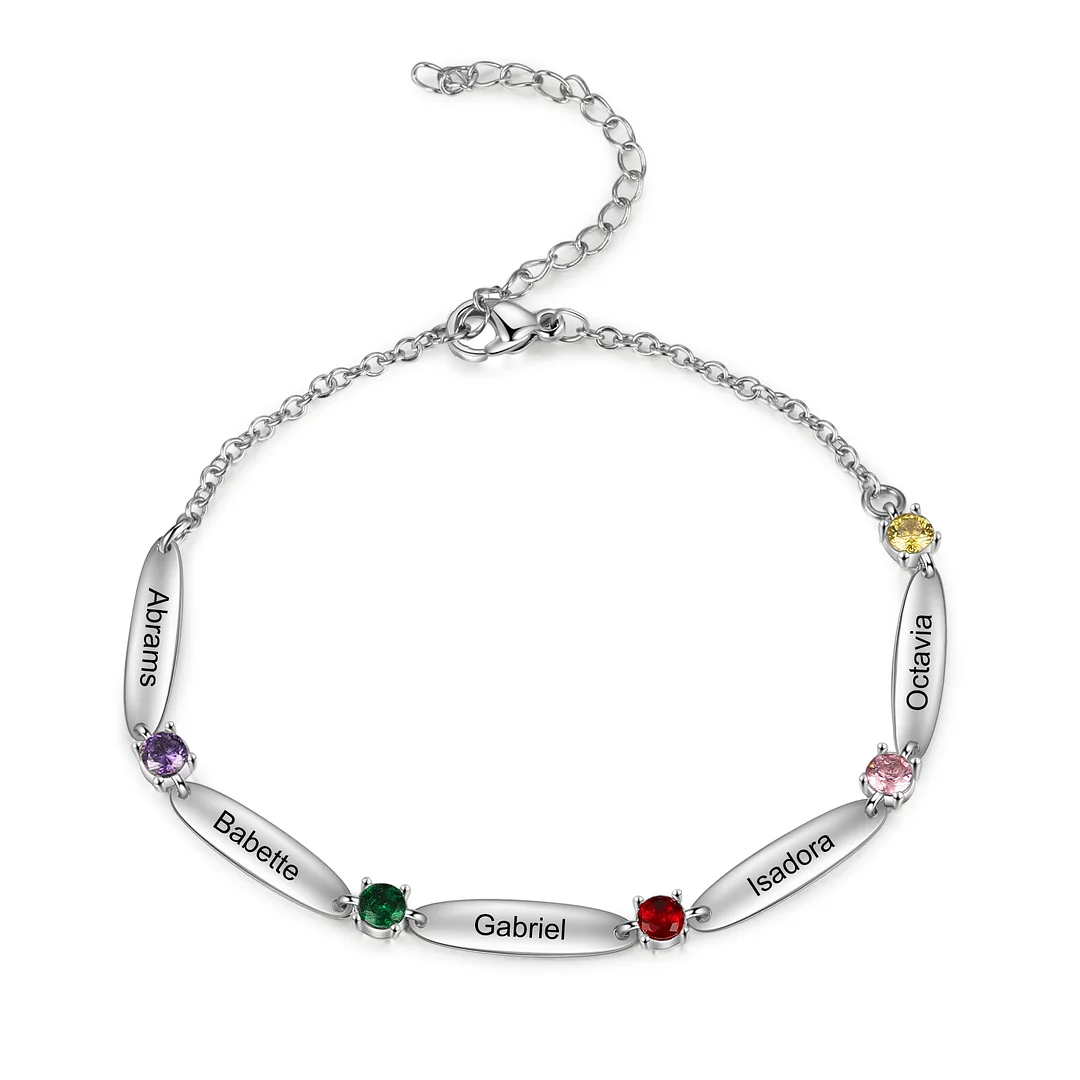 Personalized Family Bracelet with 5 Birthstones Bracelet for Mother