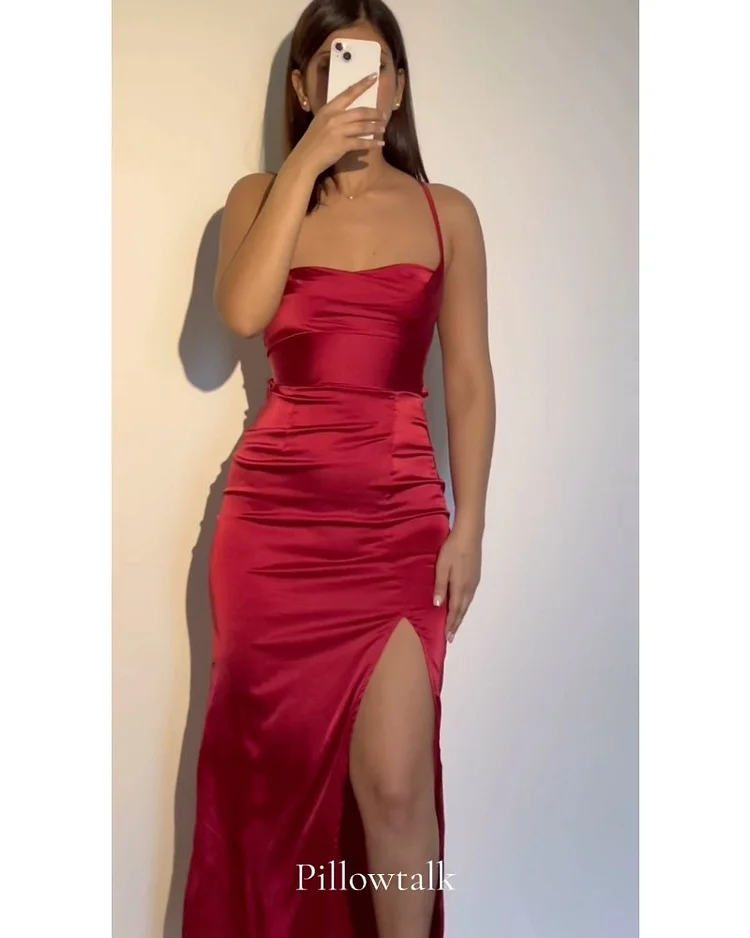 2024ss red sexy halter split party dress