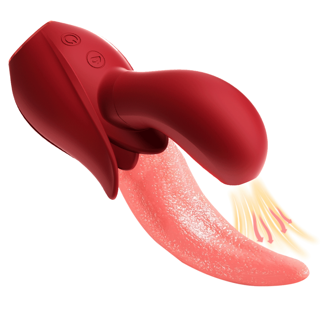 Tongue-licking & rabbit sucking vibrator rose sex toy