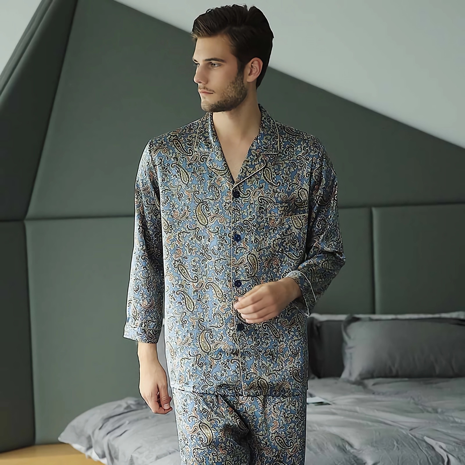 22 Momme Two Piece Silk Pajamas For Men REAL SILK LIFE