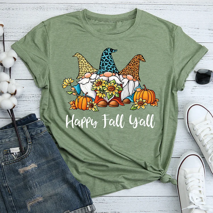 Happy Fall Y\'all Gnomes   T-Shirt Tee-05478#537777