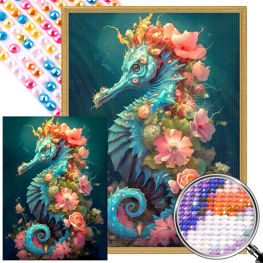 Seahorses - Round Drill Diamond Painting - 40*55CM (Big Size Partial AB  Drill)