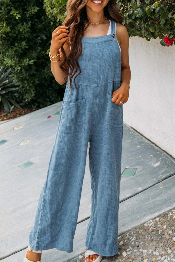 Casual Front Pocket Loose Overalls