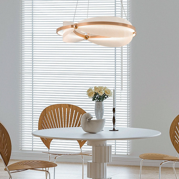Modern Art Deco Acrylic Petal Interweaving Ring Aluminum LED Pendant Light For Living Room