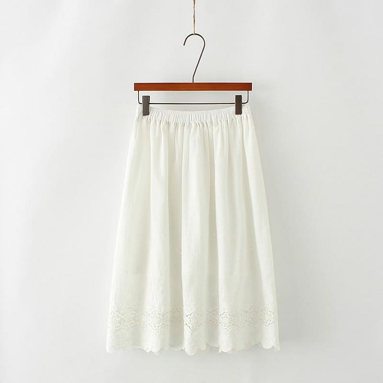 White/Blue Fresh Lace Hallow Out Skirt SP1710168