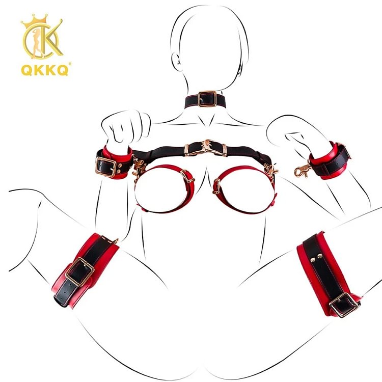 pornhint Pornhint 4Pcs Set Collars Handcuff Chest Restraint BDSM Bondage Kit Sex Toys for Couple BDSM