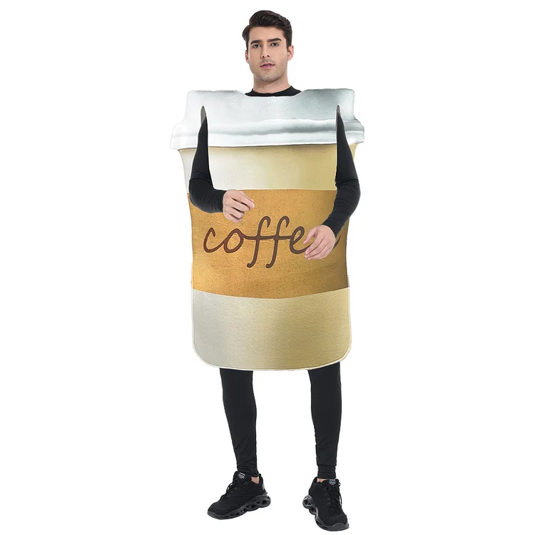 Funny Coffee Carnival Stage Performance Sponge Cosplay Costume Halloween Carnival Suit