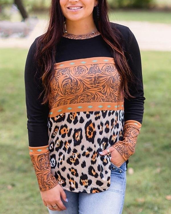 Crew Neck Long Sleeve Casual Jersey Shirts & Tops