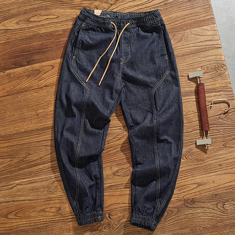 Casual Patchwork Slim Fit Workwear Indigo Jeans