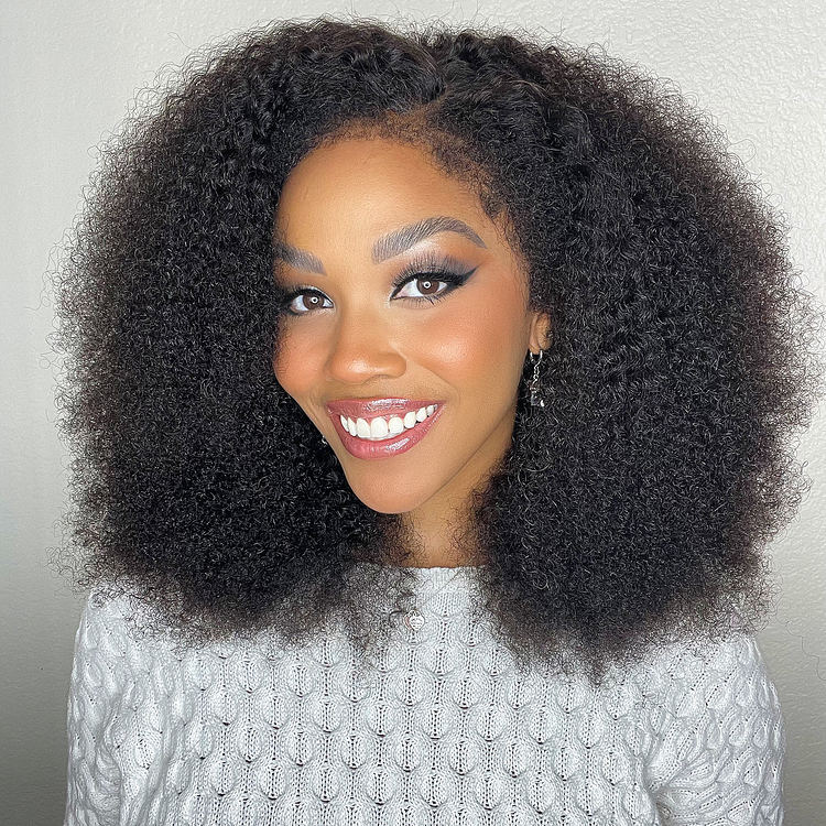 4C Edge! Glueless Afro Curly HD Lace Closure Wig