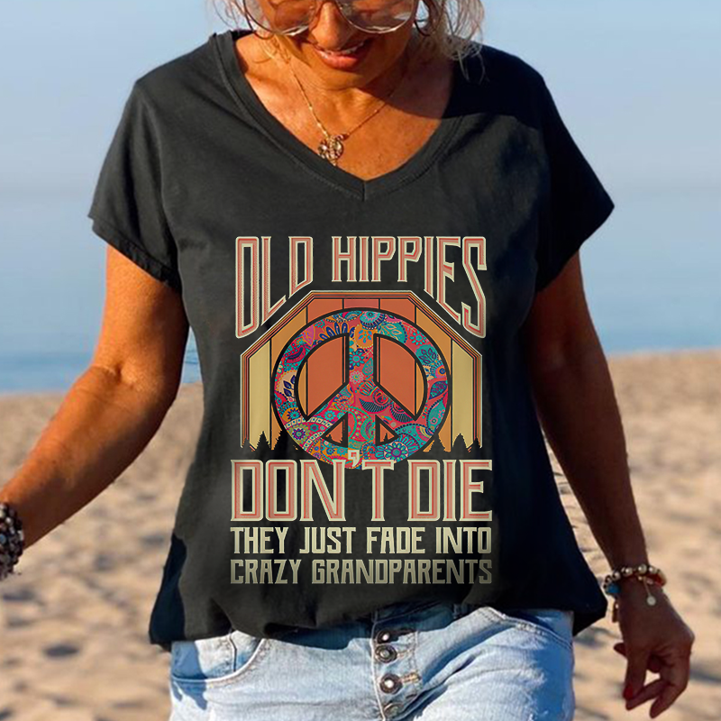 Old Hippies Don't Die Creative Printed Graphic Tees