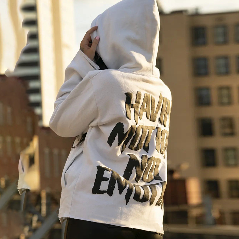 Sopula Fly Rich Have Motion Not Emotion Print Graphic Pullover Hoodie