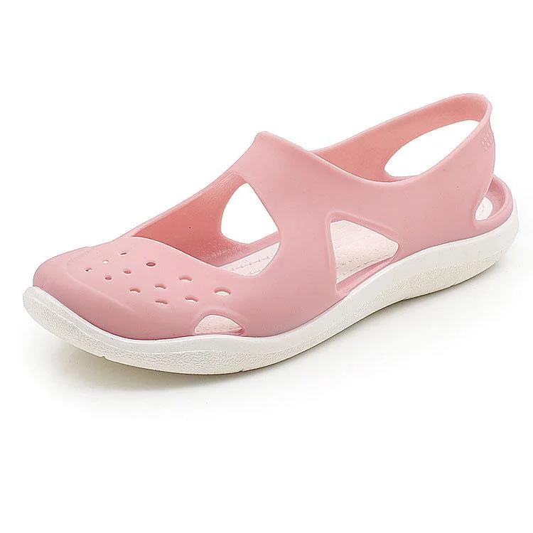 Women Jelly Sandals Shower Swim Pool Beach River Shoes Flat  non-slip soft hole shoes Aqua Comfort