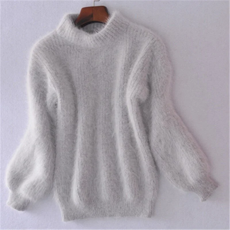 ?Cashmere Solid Color Fluffy Knitting Sweater