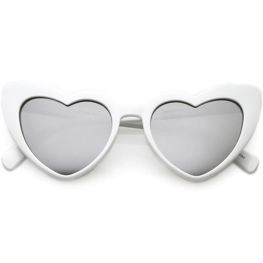 Women's Oversize Chunky Heart glasses Colored Mirror Lens 51mm
