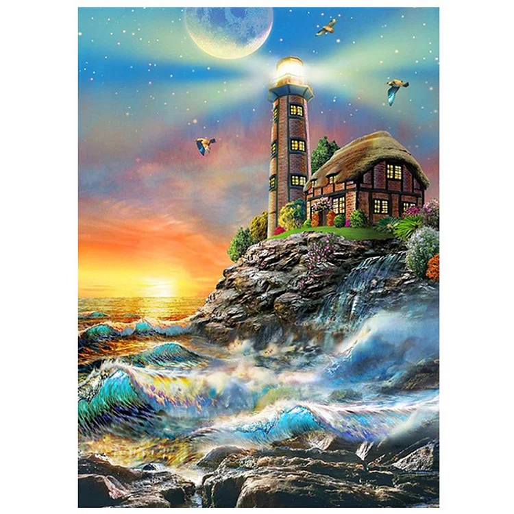 Lighthouse Round Full Drill Diamond Painting 30X40CM(Canvas) gbfke