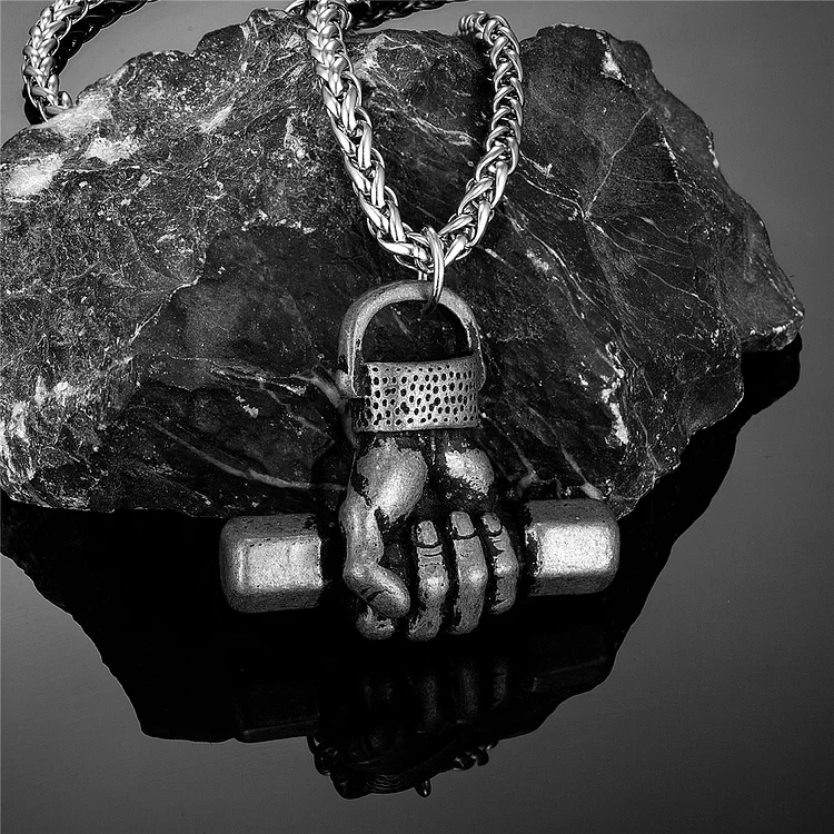 Hip Hop Dumbbell Stainless Steel Necklace