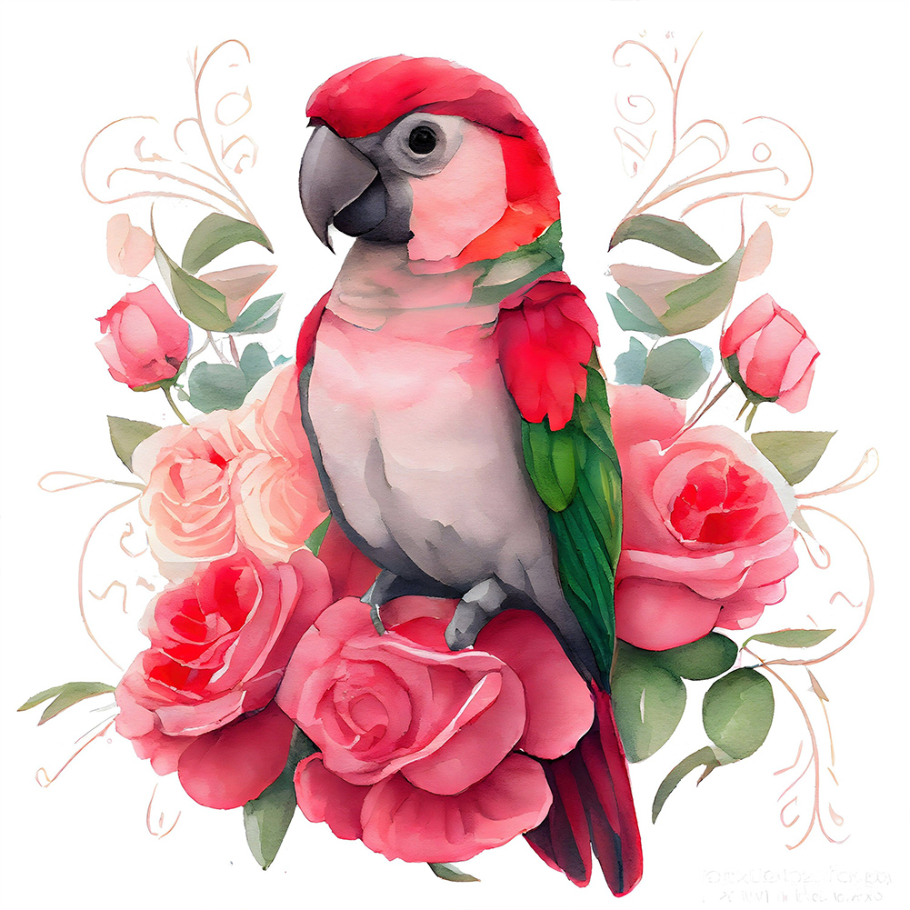 Diamond Painting Canvas Parrots, 30x30cm