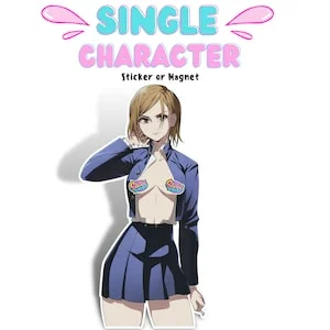 pornhint Pornhint 1x Ecchi Single Lewd Waifu Sticker or Magnet, Cursed energy anime character, Waterproof and Tearproof, High Quality Decal