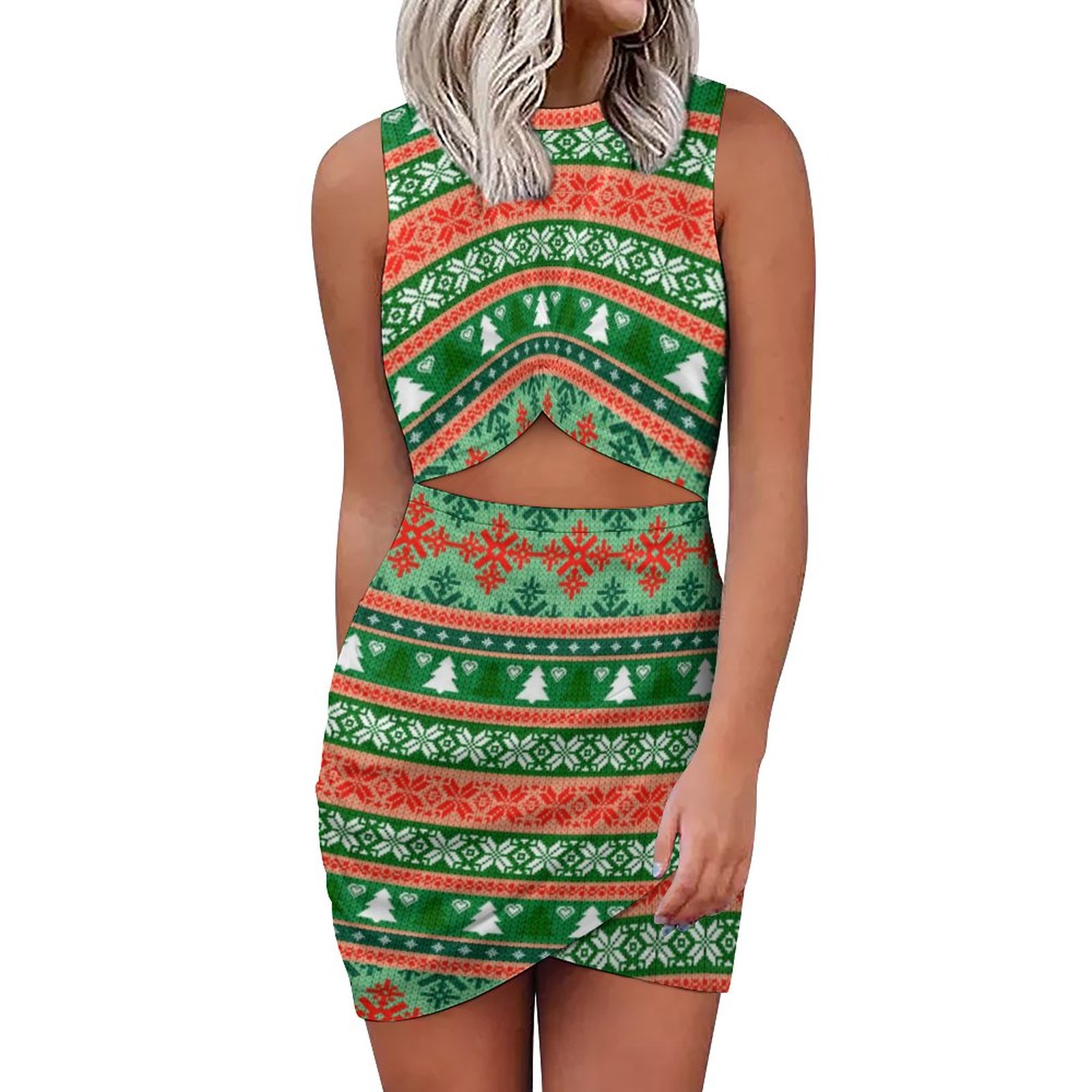 cut out front bodycon dress Midi Cutout Bodycon Dress W/ Front Twist and Side Slit