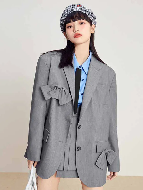 Solid Loose Long Sleeve Suit Outwear