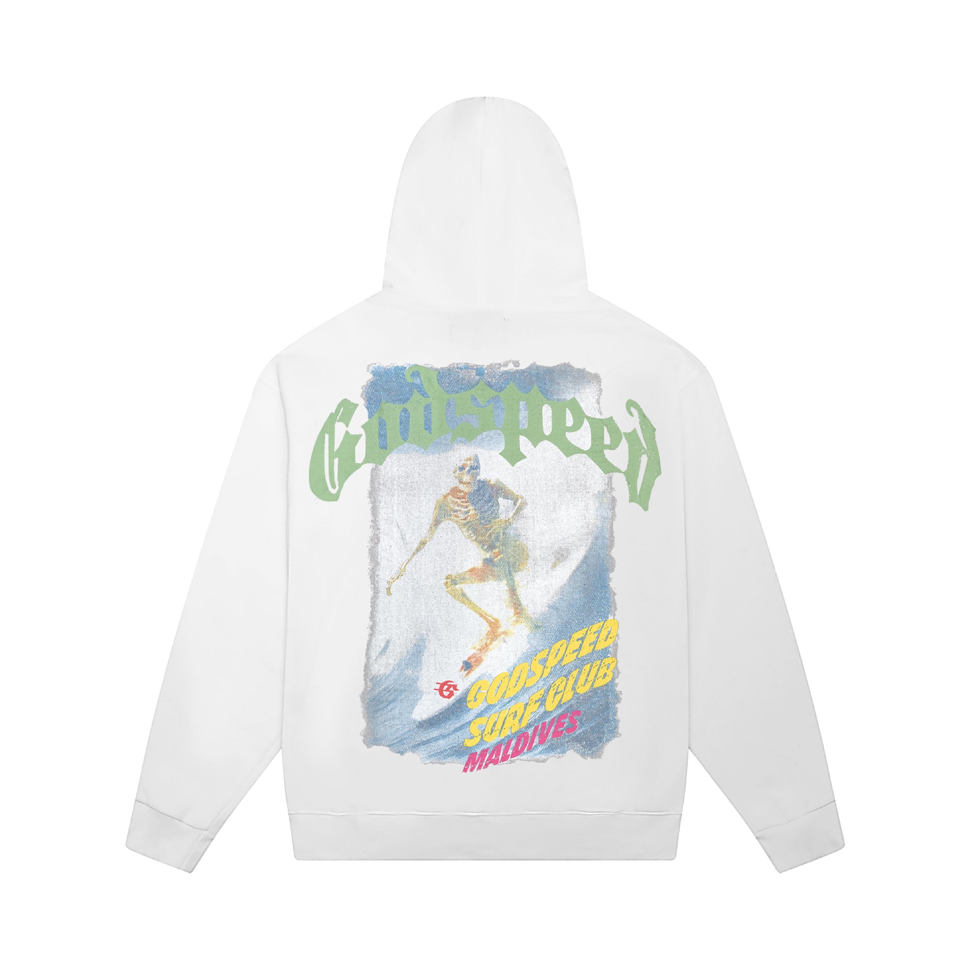 GODSPEED Hoodie White – Surf Club Skeleton Oversized Streetwear