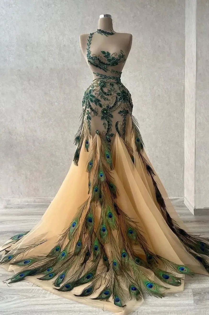 Peacock Feather Prom Dress