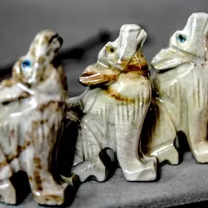pornhint Pornhint Howling Wolf Crystal Rock Rhyolite Totem Spirit Animal Fetish Soapstone Figurine USA 7329