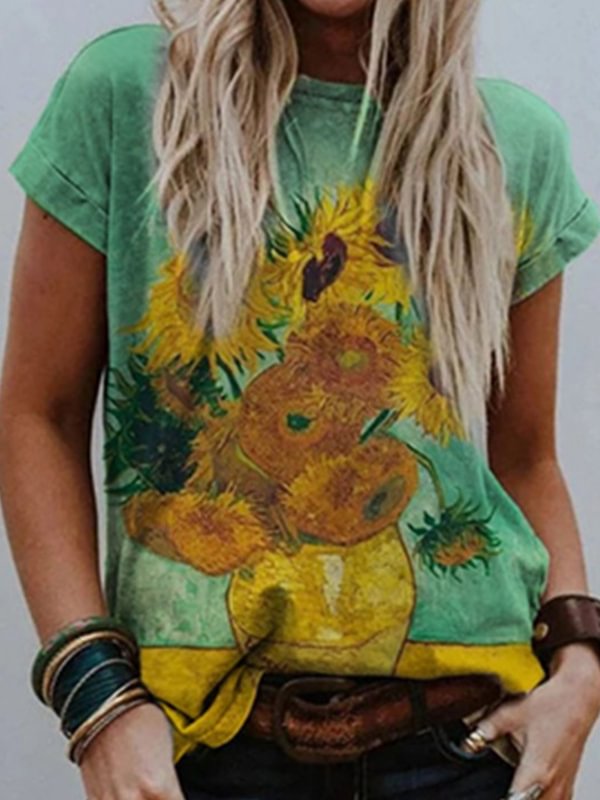 Van Gogh Sunflower Painting Tee