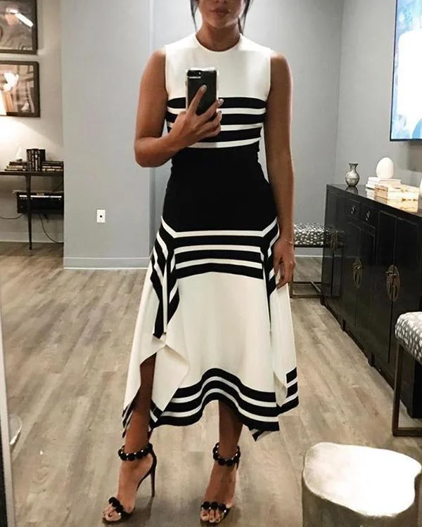 O-Neck Women Summer Dresses Asymmetrical Dresses