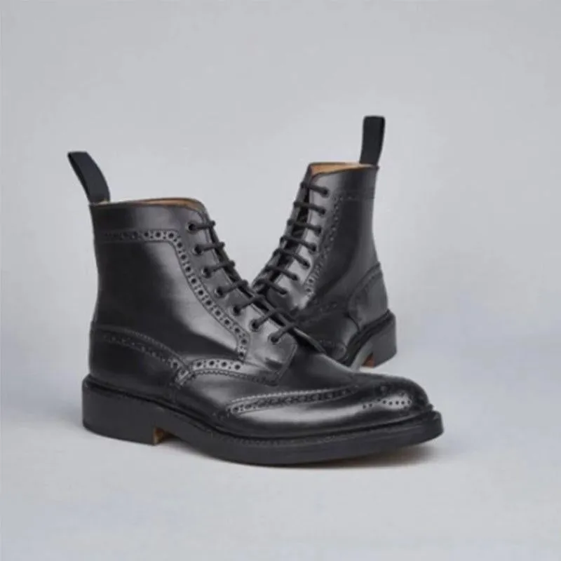 VCSHOES PU Bandage Low Heel Martin Boots