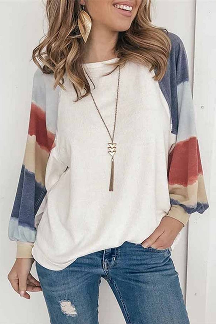 O-neck Splice Striped Top