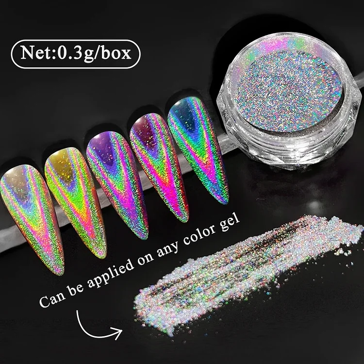 1Box Universal Clear Laser Nail Glitter Powder Clear Chrome Chameleon Pigment Shiny Glitter Dust Nail Decoratio