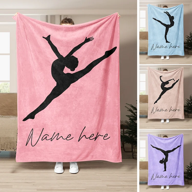 Personalized Gymnastic Blanket, Custom Name Gift for Girl, Gymnastics Blanket | BKKid340