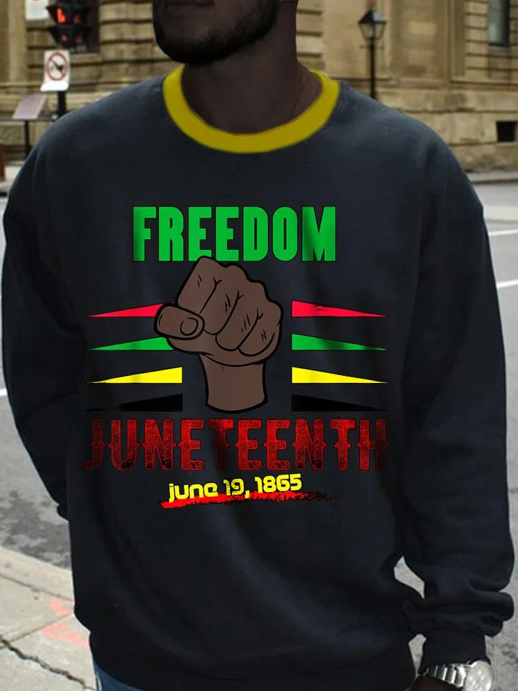 Men's Freedom Juneteenth June 19 1865 Print Casual Sweatshirt