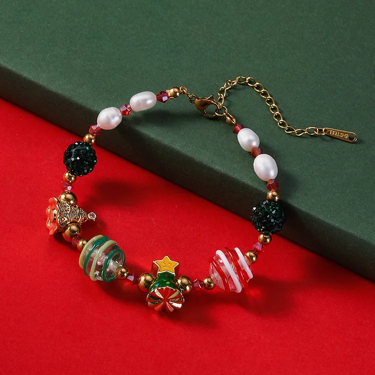 Christmas Glass Necklace Bracelet Earrings