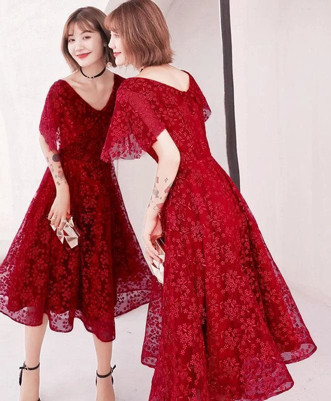 Cute Lace Short Prom Dress, Lace Evening Dress