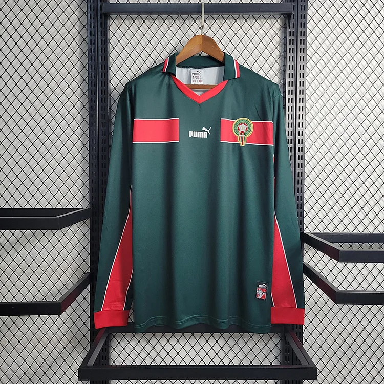 Retro Long Sleeve 98 Morocco Home   Football jersey retro