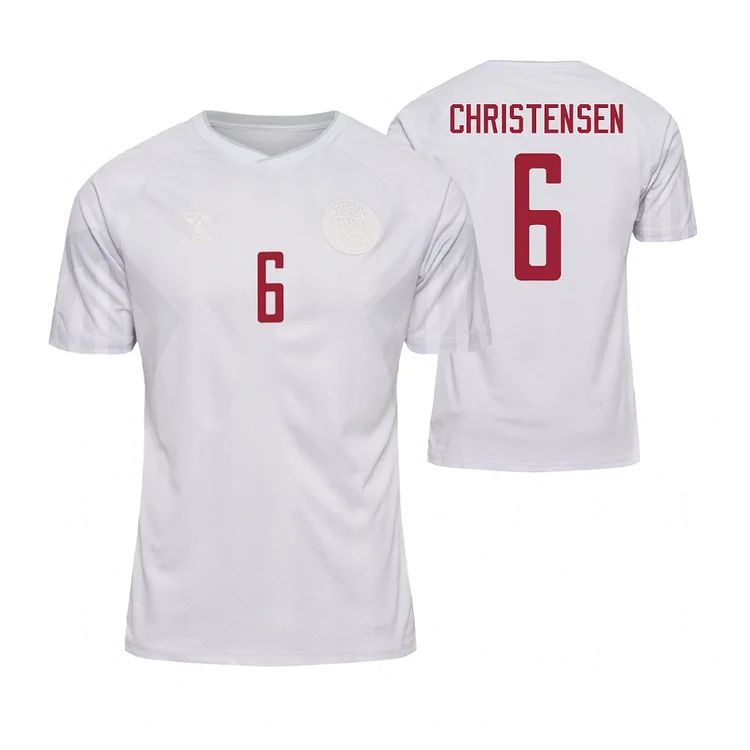 Denmark Andreas Christensen 6 Away Shirt Kit World Cup 2022