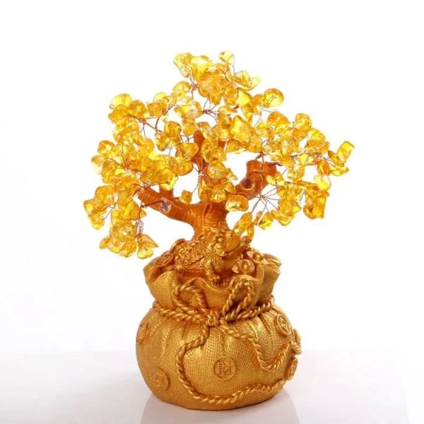 Feng Shui Citrine Money Tree Crystal Wealth Ornaments